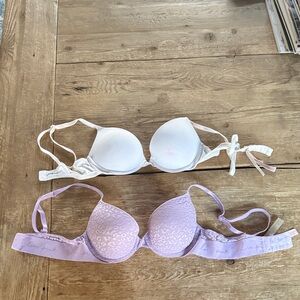 PINK Victoria's Secret White and Lavender Lace Bras